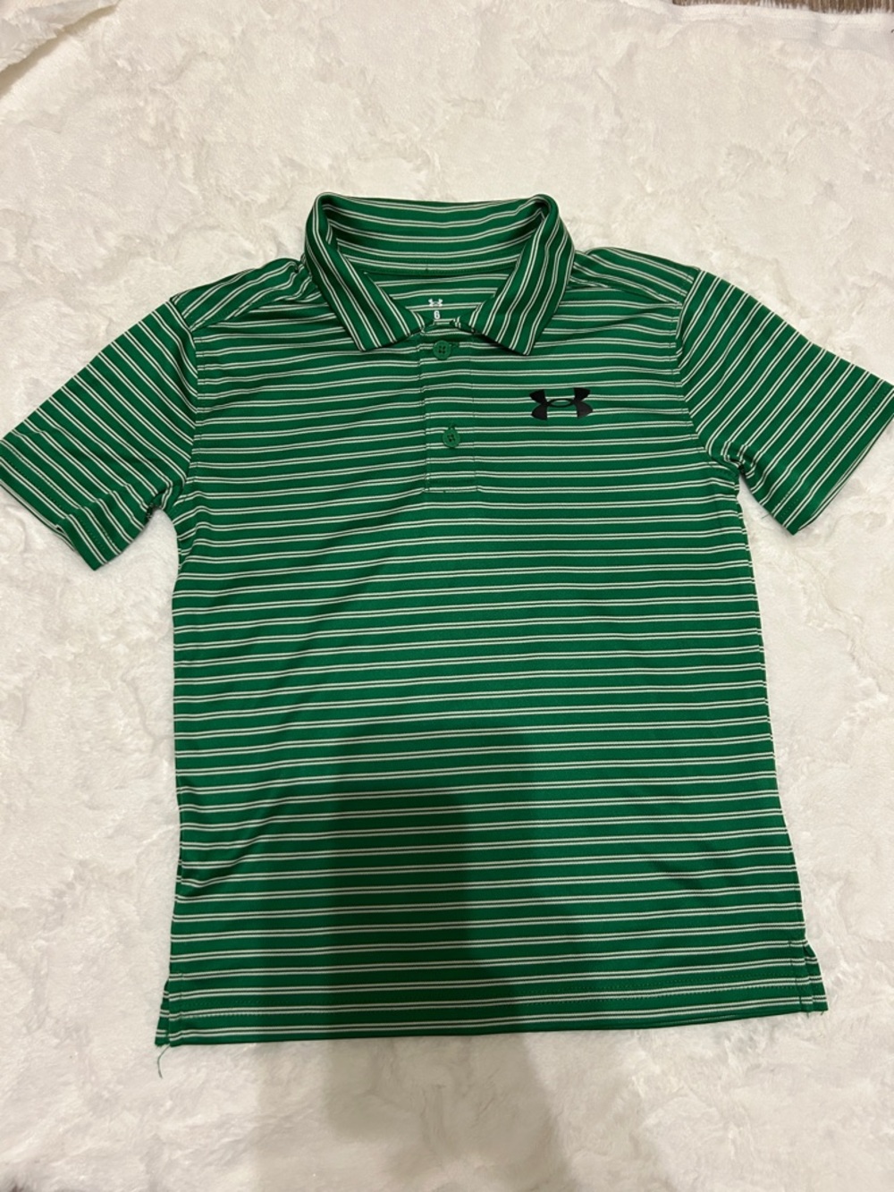 Under Armour Green & White Striped Polo Shirt